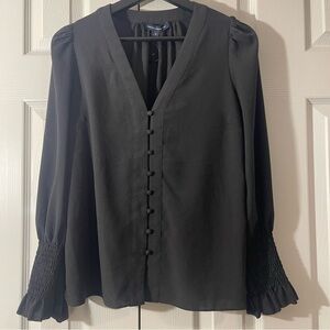 NWOT French Connection Black Puff Sleeve Blouse